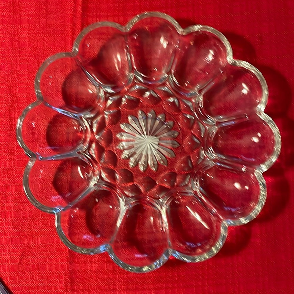 Fairfield Anchor Hocking deviled egg platter.